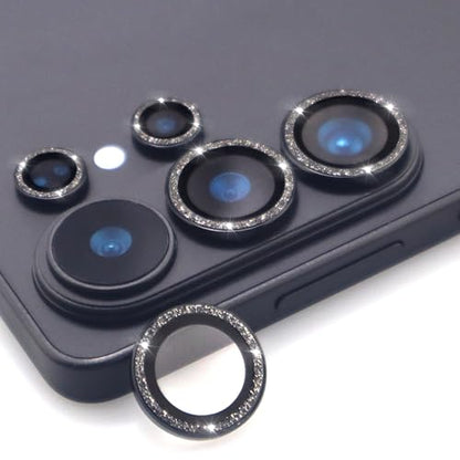 for Samsung Galaxy S26 Ultra Camera Lens Protector, Bling Glitter Metal Ring Tempered Glass Lens Cover Accessories (Black) - color: Black