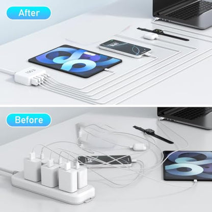 100W GaN USB C Fast Charger Compact 6 Port Charging Station