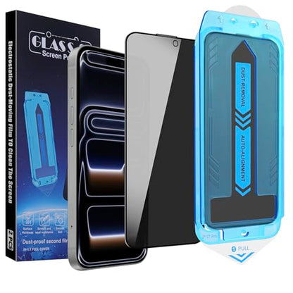 2-Pack Privacy Screen Protector for iPhone 17 Pro 6.3-inch, 9H Tempered Glass, Full Coverage, Anti-Fingerprint, Auto Dust-Elimination, No Bubble, Easy Installation - size: for iPhone 17 Pro