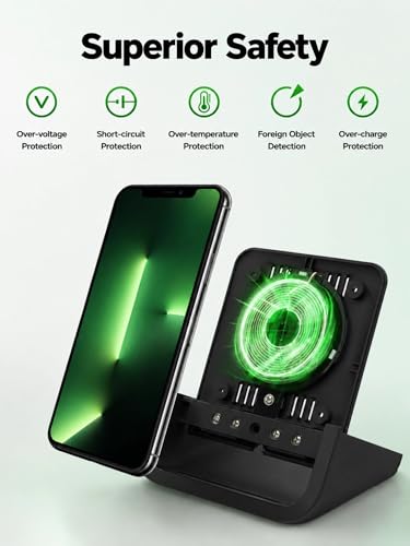 Wireless Charger YUWISS Wireless Charging Stand Cordless Charger 10/7.5/5W Compatible with iPhone 14 13 12/12 /11Pro Max/XR/XS Max/XS/X/8/8Plus Galaxy S22/S21/S9/S9+/S8/S8+ Note - color: Black