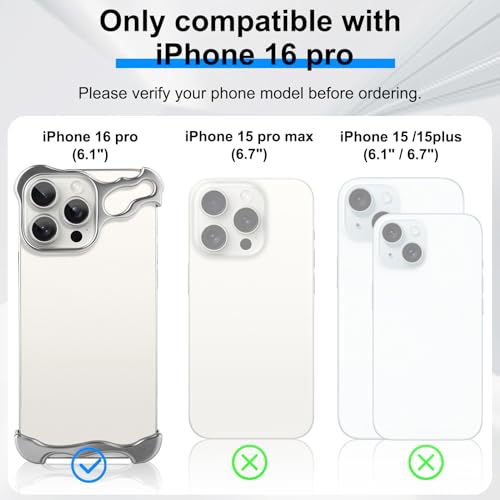 Frameless Phone Case Crafted for iPhone 16 Pro Silver - color: Aluminum Silver, size: iPhone 16 Pro