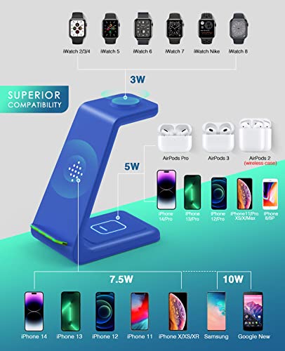 Wireless Charging Station,3 in 1 Fast Charging Station,Wireless Charger Stand for iPhone 14/13/12/11 Pro Max/X/Xs Max/8/8 Plus, AirPods, iWatch Series