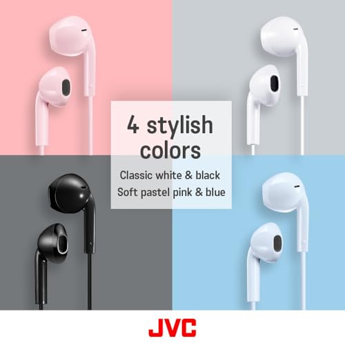 JVC USB-C Wired Earbuds Headphones, Delay-Free for Videos and Gaming, Built-in DAC Reduces Noise and Improves Sound Quality, 10.7 mm Diameter Neodymium Drivers - HAFR17UCA (Blue) - color: Blue