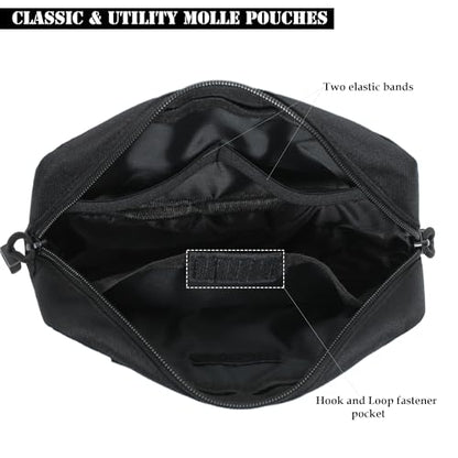 Mini Heavy Duty Tactical Belt Pouch for Men - Small Molle Pouch,Admin Pouch - color: black-big Horizontal pouches