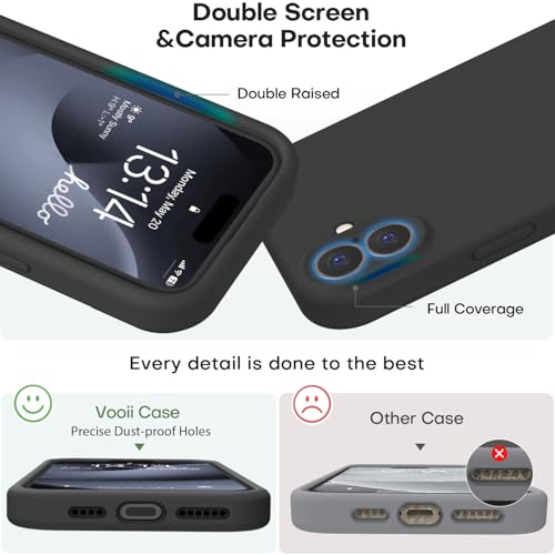Vooii Compatible with iPhone 16 Plus Case, Liquid Silicone Upgrade [Camera Protection] [Soft Anti-Scratch Microfiber Lining] Shockproof Phone Case for iPhone 16 Plus 6.7 inch - Black - color: Black, size: iPhone 16 Plus