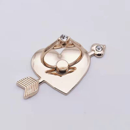 Love Heart Ring Holder for Cell Phone Case, Cupid's Arrow Bling Glitter Sparkly Cell Phone Ring Holder for Phone, Gold iPhone Ring Holder Grip for Back of Phone, Cute Ring Finger Kickstand Stand - color: Phone Ring Holder 5