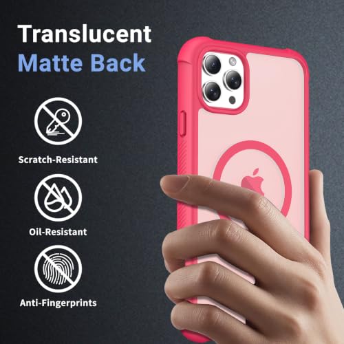 jaroco Magnetic for iPhone 11 Pro Max Case Heavy Duty Protection Rose | Compatible with MagSafe,Military Grade Drop Protection,Translucent Matte,Non-Slip,Shockproof 2-Layer Durable Bumper Case - color: Rose, size: iPhone 11 Pro Max
