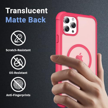 jaroco Magnetic for iPhone 11 Pro Max Case Heavy Duty Protection Rose | Compatible with MagSafe,Military Grade Drop Protection,Translucent Matte,Non-Slip,Shockproof 2-Layer Durable Bumper Case - color: Rose, size: iPhone 11 Pro Max