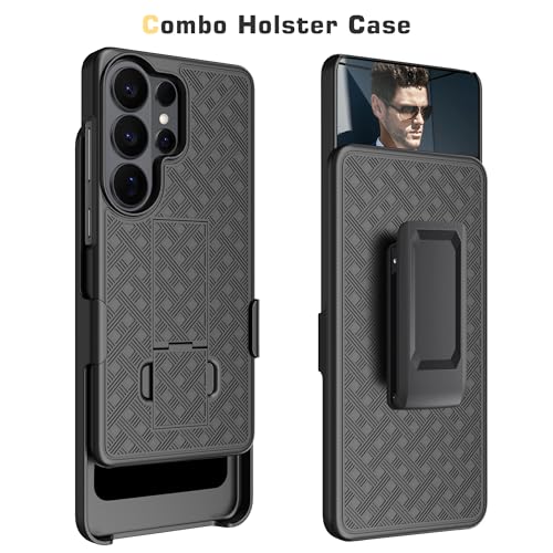 Fingic for Samsung Galaxy S26 Ultra Case with Belt Clip Holster Kickstand | Slim Combo Shell with Swivel Holster Rugged Shockproof Antiscratch Full Body Protective for Galaxy S26 Ultra 6.9" 2026,Black