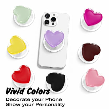 Svanove Heart Magnetic Phone Grip Compatible with Magsafe Phone Grip Holder, Cute Collapsible Glass Grips Stand Kickstand for iPhone Samsung, 3D Crystal Glitter Love Mag Safe Holder, Neon Hot Pink - color: Hot Pink, style: Magnetic