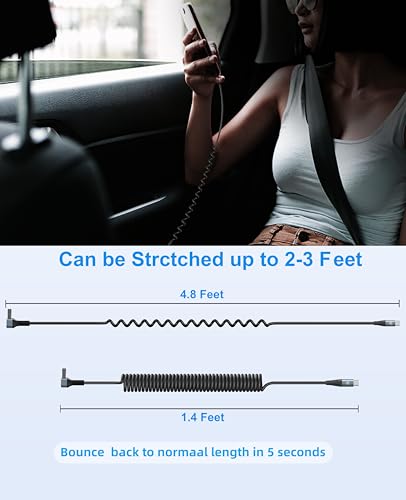90 Degree USB A to USB C Cable Coiled, 3FT&6FT USB C Cable 3A Fast Charging - color: Grey, size: 3FT+6FT