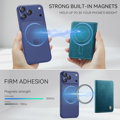 Defencase for Magsafe Wallet Magnetic Card Holder RFID Blocking, R-Green - color: Retro Blue Green