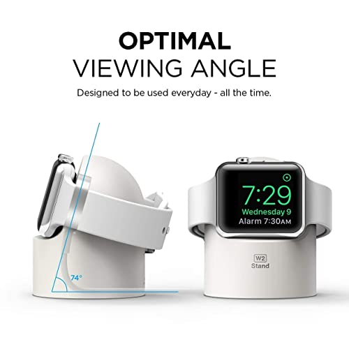 elago W2 Charger Stand Compatible with Apple Watch Series Ultra3/Ultra2/Ultra/11/10/9/8/7/6/5/4/3/2/1/SE3/SE2/SE1 (49mm, 46mm, 45mm, 44mm, 42mm, 41mm, 40mm, 38mm) - color: White