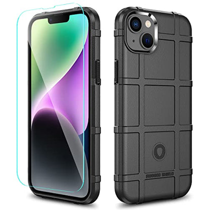Rugged Shield 8ft Drop Proof TPU Thick Armor Tactical Protective Case Compatible with iPhone 14 Plus (6.7 inches) - Dark Black - color: Dark Black, size: iPhone 14 Plus