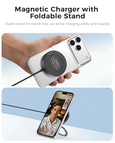 25W Magnetic Wireless Charger, Fast Wireless Charging Pads with Kickstand,MagSafe Charger for iPhone 18/17/16/15/14/13/12 Series & AirPods 5/4/3/2/Pro, Samsung S26 S25 Series, Pixel 10 - size: 1 Pack