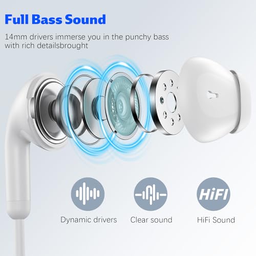 USB C Headphone for iPhone 18 Pro/17 Pro Max 16 Wired Earbuds,White - color: White