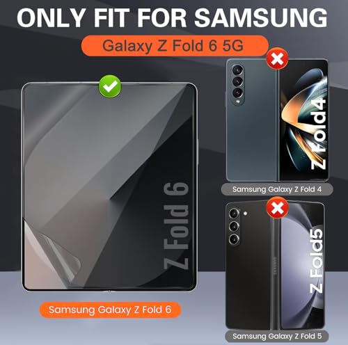 [2+2 Pack] Soft TPU Front Screen Protector for Samsung Galaxy Z Fold 6, Flexible TPU Film, 2PCS Front + 2PCS Inside for Galaxy Z Fold 6 Screen Protector Case Friendly, No Creases,No Bubbles,HD Clear - size: Fold 6