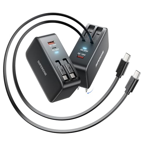 SUPERONE 4 in 1 Retractable iPhone Charger - color: Black