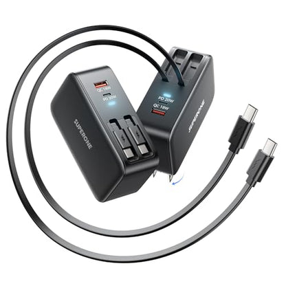 SUPERONE 4 in 1 Retractable iPhone Charger - color: Black
