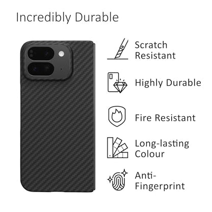 kalibri Aramid Fiber Case Compatible with Google Pixel 10 Pro Fold - Case Super Slim Strong Protective Phone Cover - Black Matte - size: Pixel 10 Pro Fold