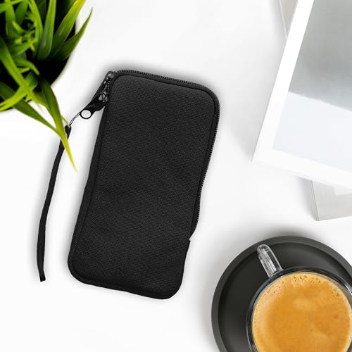 kwmobile Canvas Phone Pouch XL - 6.7/6.8" - Universal Cell Sleeve Mobile Bag with Zipper and Soft Microfibre Lining - Black - color: black