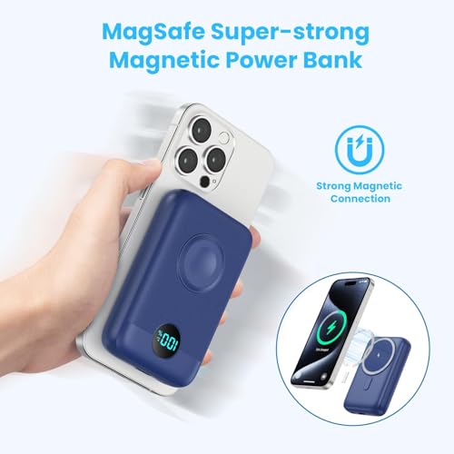 Magnetic Portable Charger with Apple-Watch Charger,10800mAh 25W PD Fast Charging Wireless Power Bank,4 Outputs Travel Essential Battery Pack for Magsafe,iPhone 17/17 Pro Max/16/15/14/13/12 All Series - color: Blue