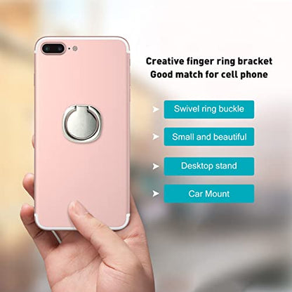 [2 Pack] Matte Rounded Corners Ultra-thin Cell Phone Ring Holder Stand,360 Degree Rotation and 180 Degree Adjustable Finger Ring Kickstand with Frosted Metal Phone Grip (Silver)