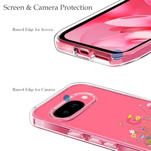 Unov for Pixel 10a Case, Clear with Design, Slim Fit Good Grip, Embossed Phone Case, Shockproof Protective Cover, Raised Camera Protection, Soft TPU, Flower Bouquet - color: Flower Bouquet