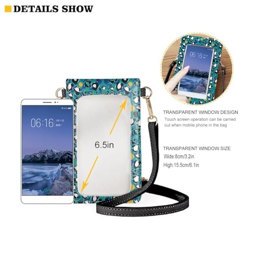Cute Cat Crossbody Phone Holder Bags for Outdoor Floral Women Crossbody Purse with Touchscreen Window Lightweight Roomy Cell Phone Purse Wallet Birthday, Christmas Gift