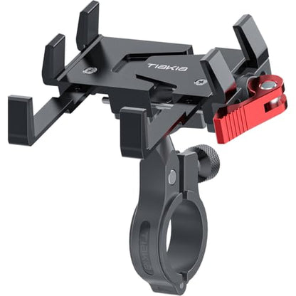 Tiakia Bike Phone Mount Holder, 360° Rotation for 4.5-7 Inch Handlebar - color: Black Red
