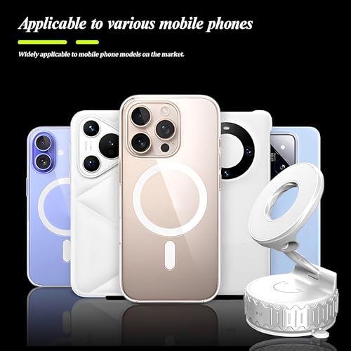 Car Phone Holder, 360° Adjustable Vacuum Suction Cup Vehicle Cell Phone Mount, Foldable Portable Hands Free Automotive Smartphone Holder, Universal Fit (White) - color: White