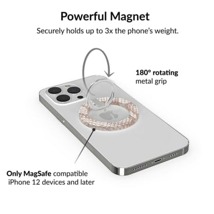 VELVET CAVIAR Compatible with MagSafe Phone Grip - Magnetic Ring Holder with Adjustable Stand - Removable MagSafe Accessories for iPhone 16, 15, 14, 13, 12 (Nude Python Snakeskin) - color: Nude Python