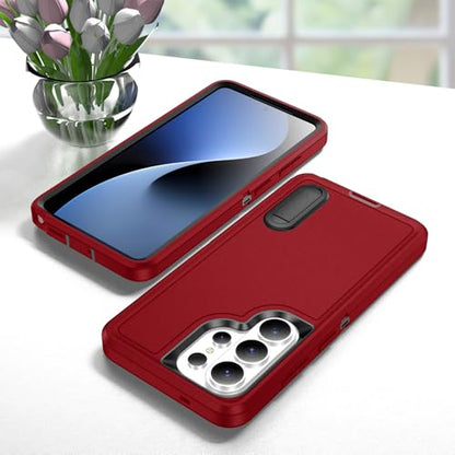 for Samsung Galaxy S26 Ultra Case with Kickstand Case 3-Layer Military Grade Protective Case Cover Silicone Heavy Duty Rugged Shockproof for Galaxy S26 Ultra Phone Case (Red+Black) - color: Red+Black