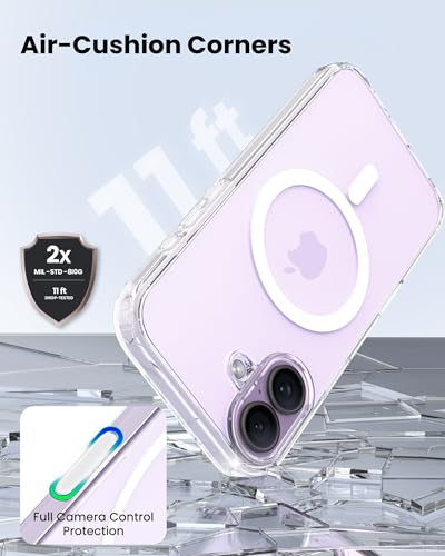 CyTex for iPhone 17 Case Clear, with Camera Control Cover, Compatible with MagSafe, Military-Grade Drop Protection, Anti-Yellowing, Phone Case for iPhone 17 - Transparent
