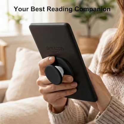 MOROCK Grip for Kindle with Kickstand and Magnetic Stand, Soft Silicone Magnetic Finger Grip for Kindle, iPhone and Smartphone, Cute Magnetic eReaders Holder, Black - color: Black