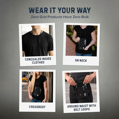 Zero Grid RFID Travel Neck Wallet, Extra Large Passport Holder, Black - color: Black, size: Family