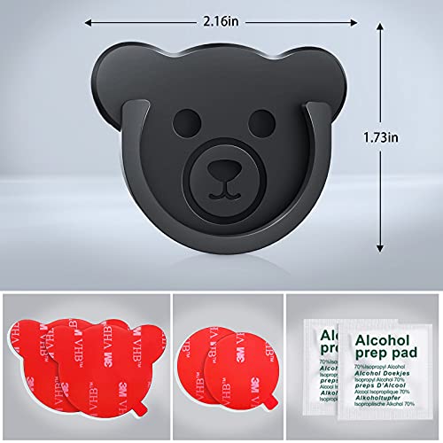 Socket Car Mount for Phone Holder Cute Bear Style Silicone Grip Stand with Phone line Clasp for Collapsible Socket User Used on Dashboard, Home, Office, Kitchen, Desk, Wall (Black) 3 Pack