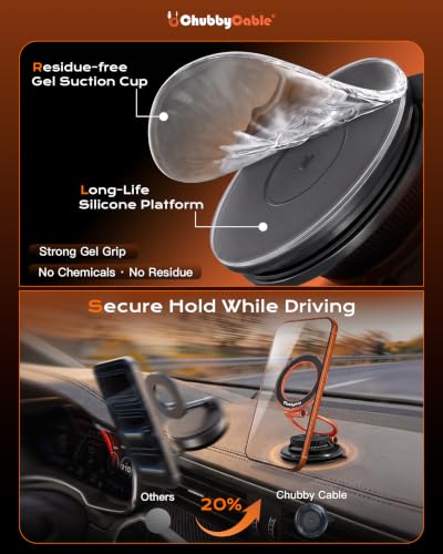 ChubbyGrip AirVac Magnetic 360° Adjustable Car Phone Holder with Gel Base - color: B-Gel Base