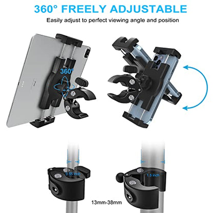 Stroller Tablet Holder for Baby - Tablet Mount Handlebar Clamp for Scooter, Wheelchair, Gym Bicycle, Workout Equipment, Tripod for iPad Pro Air Mini, Galaxy Tabs, Z Fold, Fire, iPhone, 4.7-13" Devices