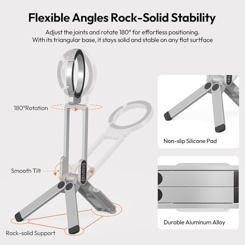 ULANZI MA38 Magnetic Phone Tripod for iPhone, Portable Phone Holder Silver - color: Lunar Silver