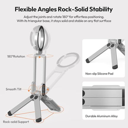 ULANZI MA38 Magnetic Phone Tripod for iPhone, Portable Phone Holder Silver - color: Lunar Silver