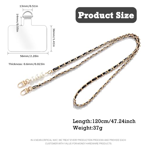 Phone Crossbody Chain Cell Phone Lanyard,Pear&Leather+Metal Chain Universal Cellphone Strap with Tether Patches for Most Phone (J) - color: E