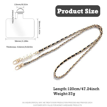 Phone Crossbody Chain Cell Phone Lanyard,Pear&Leather+Metal Chain Universal Cellphone Strap with Tether Patches for Most Phone (J) - color: E