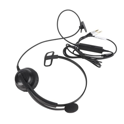 SUNGOOYUE Single Ear Headset, Comfortable Lightweight Noise Canceling Wired Headset with Mic for Call Center (Dual 3.5mm Interface) - size: Dual 3.5mm Interface