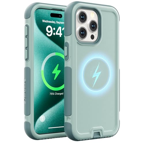 Follaroma for iPhone 15 Pro Max Case, Compatible with MagSafe, Heavy Duty Shockproof Protective Phone Case, Anti-Drop Protection, Dual Layer Magnetic Phone Cover for iPhone 15 Pro Max, 6.7", Green - color: Green, size: iPhone 15 Pro Max 6.7''