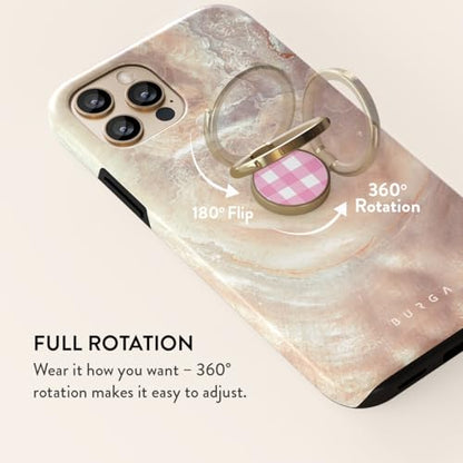BURGA Cell Phone Ring, Holder Grip and Stand - Finger Phone Grip for Back of Smartphone Case, Kickstand 360 Rotation, Universal Ring for iPhone Samsung Galaxy Huawei Google Pixel, Stylish Accessories - color: Think Pink, style: Gold