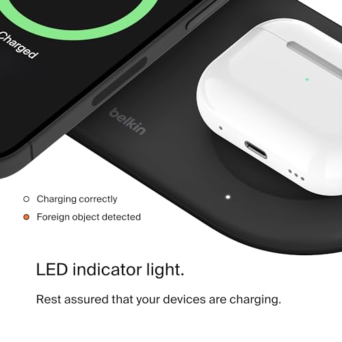 Belkin Qi2 15W 2 in 1 Wireless Charging Pad with USB-C Port - color: Black, style: 2 in 1