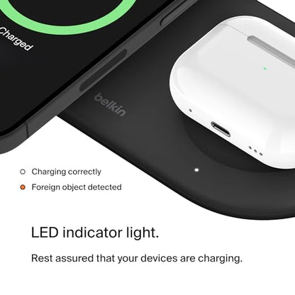 Belkin Qi2 15W 2 in 1 Wireless Charging Pad with USB-C Port - color: Black, style: 2 in 1