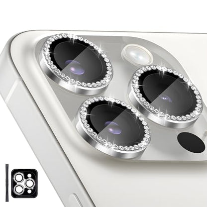 Camera Lens Protector for iPhone 16 Pro/16 Pro Max, Diamond Silver - color: Diamond Silver