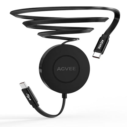 AGVEE 1.6ft Fixed / 2.3ft Extend Single-End Retractable USB C to C Cable - size: 1.6ft Fixed / 2.3ft Extend, style: C to C